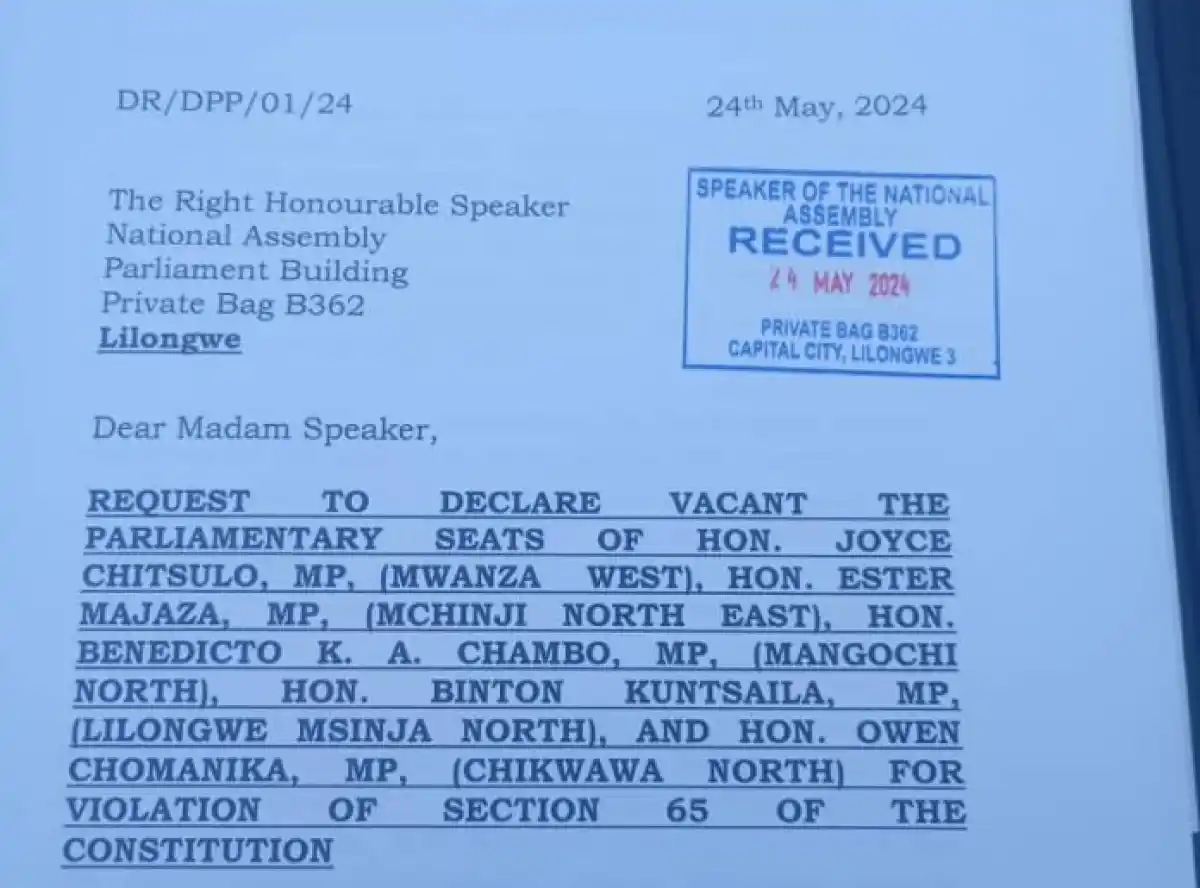 DPP wants Speaker to declare seats of Chomanika, Joyce Chitsulo, Majaza Chambo vacant
