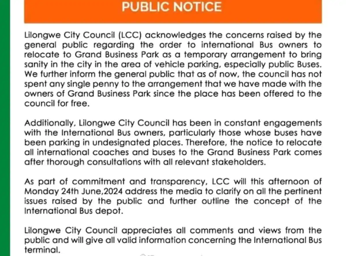 LCC to Address Malawians: “Graveyard” bus terminal controversy takes center stage