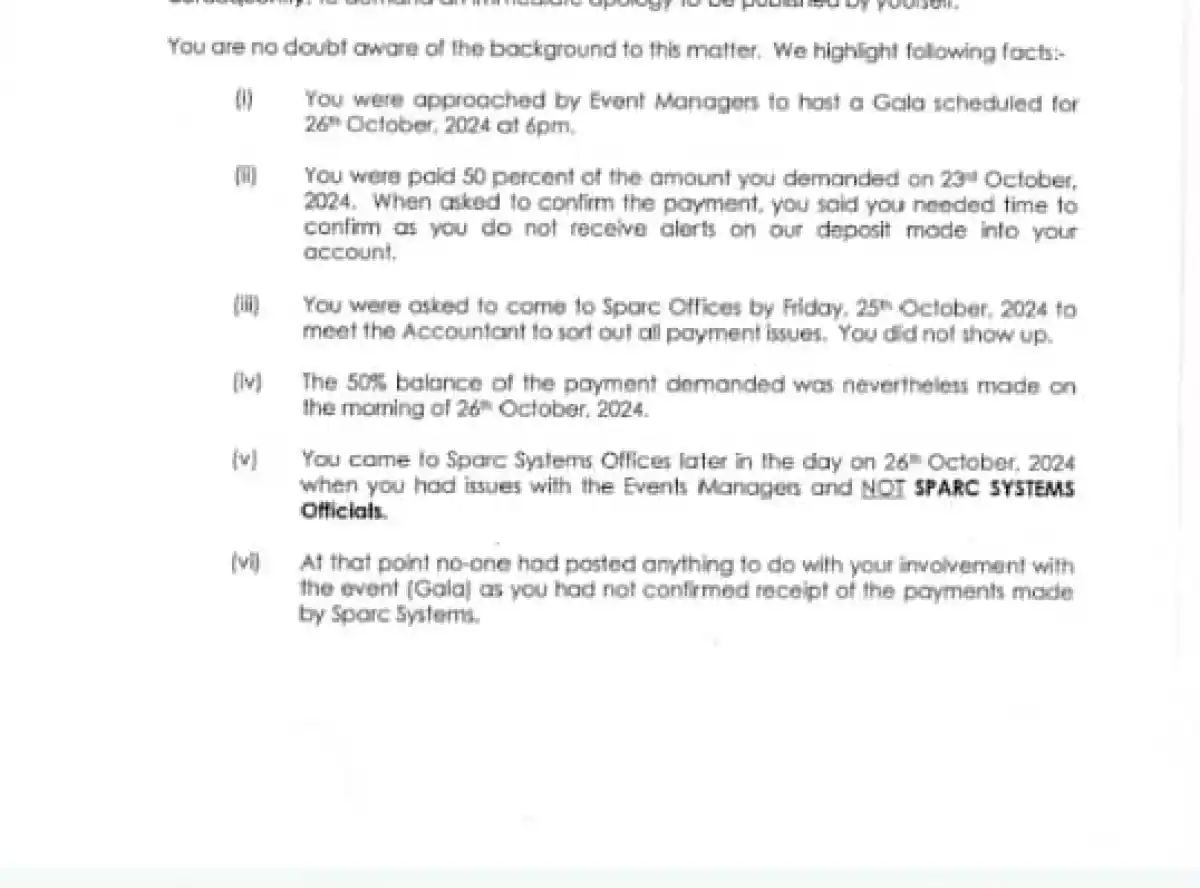 Priscila Kayira Pockets Full Payment, Refuses to Take Down Post on Sparc